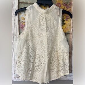 American Eagle High Neck Lace Boho Tank, Size SM